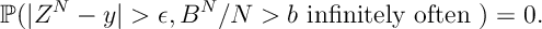 {\mathbb P} ( | Z^N- y | > \epsilon, B^N/N > b\text{ infinitely often }) = 0.