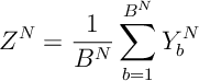 Z^N = \frac{1}{B^N} \sum^{B^N}_{b=1} Y^N_b